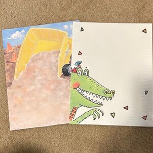 Cute Crocodile & Dump Truck Designer Paper - Green and Yellow